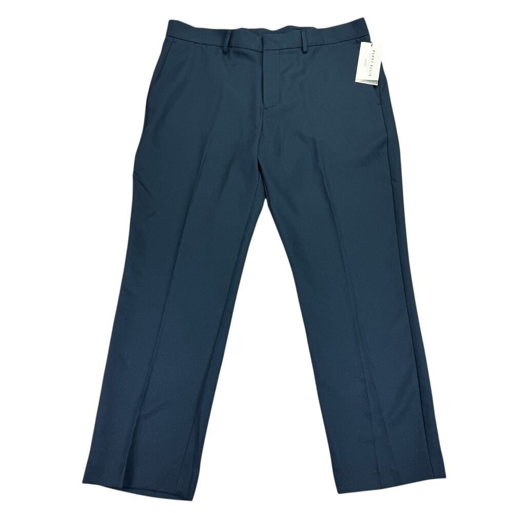 Perry Ellis Mens Modern Fit Twill Stretch Lightweight Dress Pants Eclipse 36x29